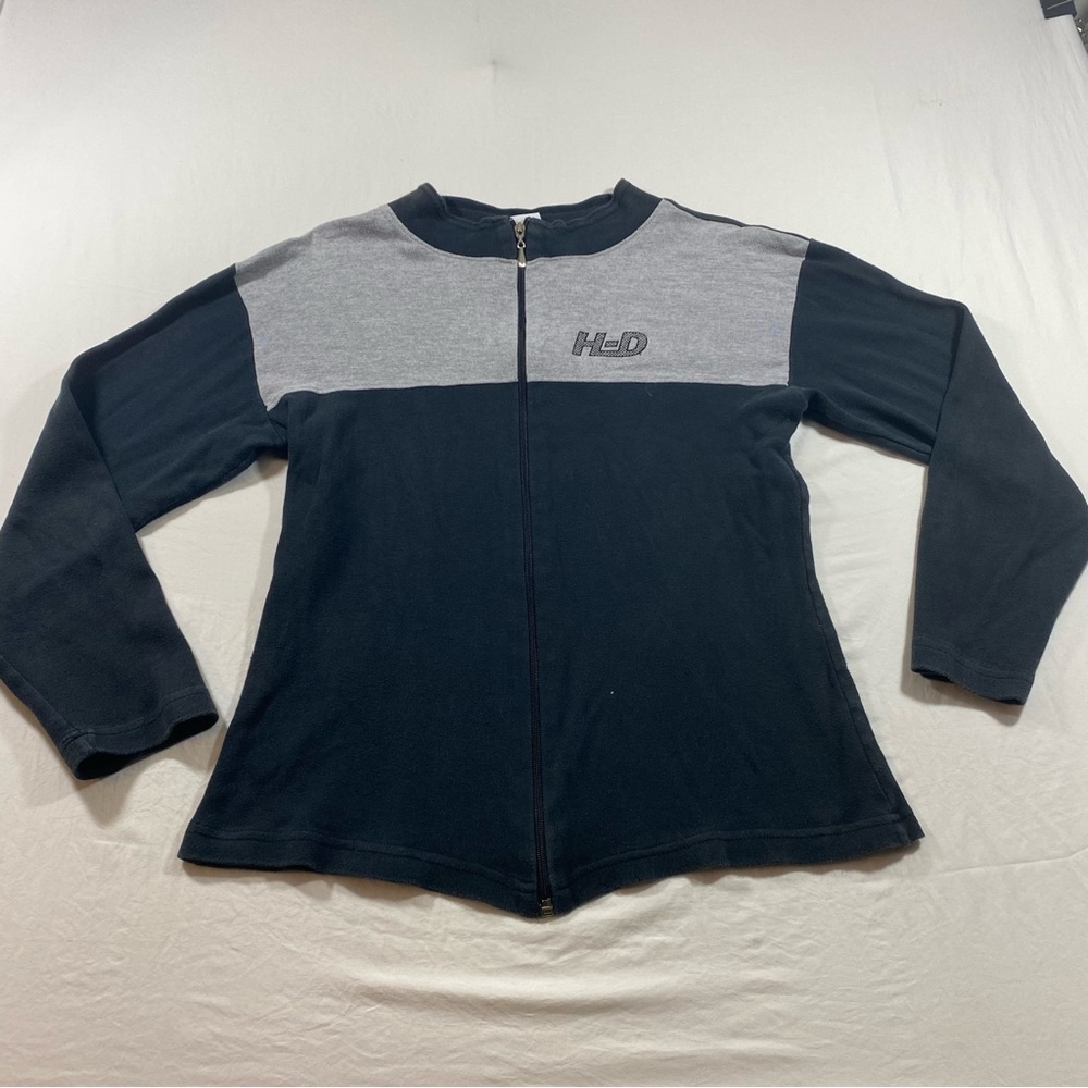 Harley Davidson Sweater Woman’s 2x Fits like a LG  Black gray Full Zipper Jacket